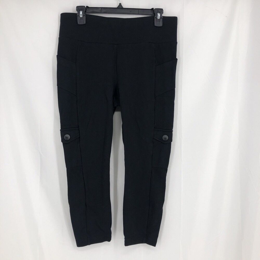 Cabi Leggings Women Large Black High Rise Cropped Capri Pockets Athleisure